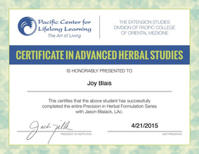 Pacific Center Herbal Certificate